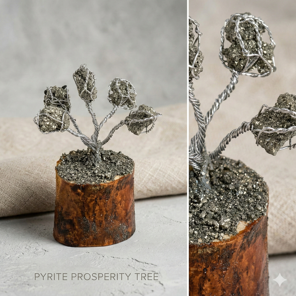 Raw Pyrite Money Tree (5 Beads)- Feng Shui Gemstone Tree for Wealth & Abundance